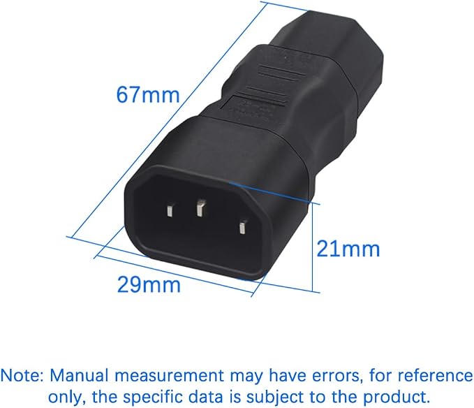 (10Packs IEC 320 C14 Male to C15 Female Power Adapter, 10A 125/250V, Straight 3-Pin IEC Power Converter for PDU, UPS, Server, and Computer Equipment