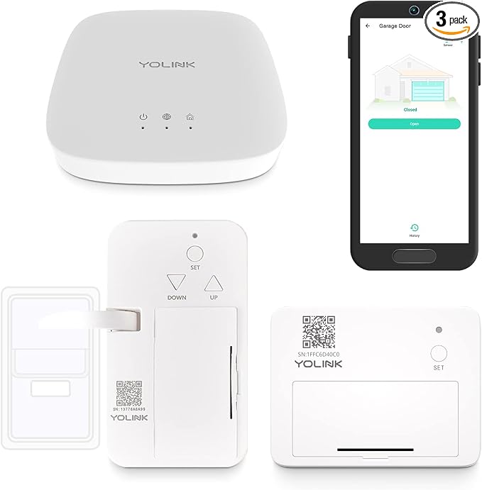 YoLink Smart Garage Door Solution Kit - Convert Any Garage Door to Smart in Seconds! Battery-Powered, No-Wires, No-Tools Super-Easy Installation. Compatible with Alexa & IFTTT