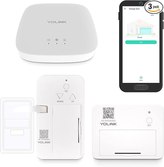 YoLink Smart Garage Door Solution Kit - Convert Any Garage Door to Smart in Seconds! Battery-Powered, No-Wires, No-Tools Super-Easy Installation. Compatible with Alexa & IFTTT