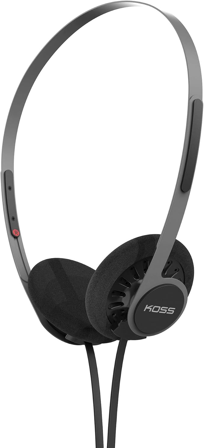 Koss KPH40 Utility On-Ear Headphones, Detachable Interchangeable Cord System, Retro Style, Ultra Lightweight Design (Stealth Black)