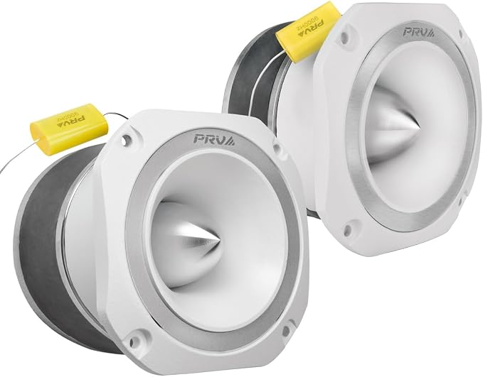 PRV AUDIO TW700Ti White 4 Inch Titanium Bullet Tweeter 240 Watts, 8 Ohm Super Tweeter, Built-in Capacitor Pro Audio High Frequency Driver (2 Tweeters)