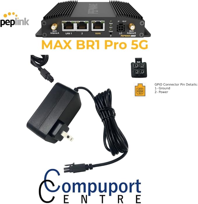 The CompuPort AC Power Adapter Features a 12VDC Output and a 4-pin Molex Connector, Making it Suitable for a Range of Cellular modems, Including Microhard, CradlePoint, Peplink, and Sierra Airlink.