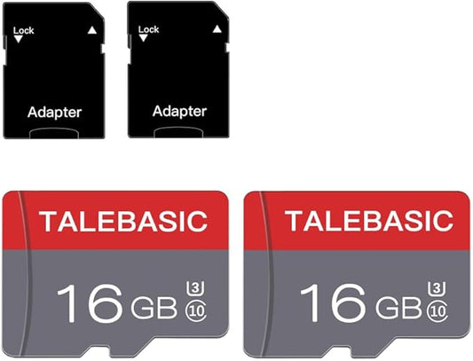 2 Pack 16GB Memory Card Class 10 Flash Card Fast Speed TF Card with Adapter for Tablet/Mobile Phone/Camera/Car Audio/Game Console(2 Pcs 16GB)