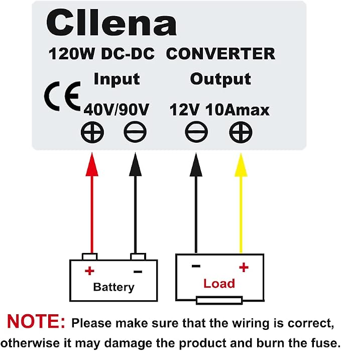 DC 40V-90V to 12V Converter Voltage Regulator Reducer 48V 60V 72V Step Down to 12V 10A 120W Converter Waterproof Buck Transformer Power Supply for Golf Cart Club Car LED Light