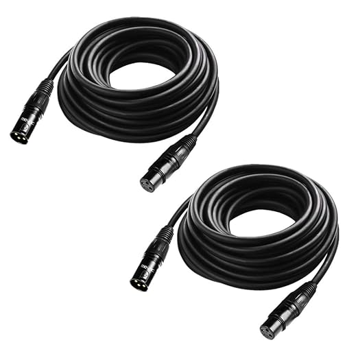 25 ft Flexible DMX Cable, JLPOW Gold-Plated 3 Pin Signal XLR Male to Female DMX Cable Wire, Best for DJ Stage Lighting Moving Head Lights Par Light (2 Pack)