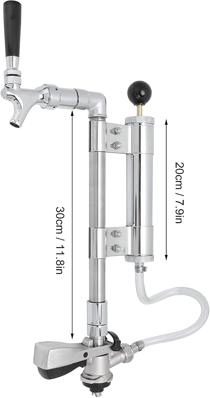 G5/8 Heavy Duty Beer Keg Pump Kit 8inch Keg Tap Keg Pressurize Pump Kit with Dispenser Beer Faucet S~Type Coupler for Bars, Pubs, Restaurants, Hotels,Homes,Draft Beer Accessories(8in Type S)