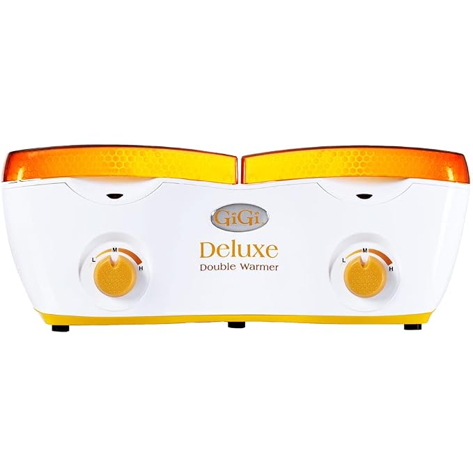 GiGi Deluxe Double Wax Warmer - Hair Removal Waxing Kit Heater, Dual Pot Design, Adjustable Temperature Control, Salon & Home Use, 14 oz (2) Wax Can