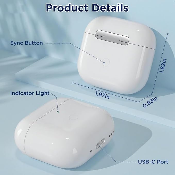 Replacement Charging Case for AirPods 4th Generation with Type-C Charging Port, Compatible with AirPod 4 Gen Charging Case, with Blue-Tooth Sync Button, No Earbuds (C-Port)