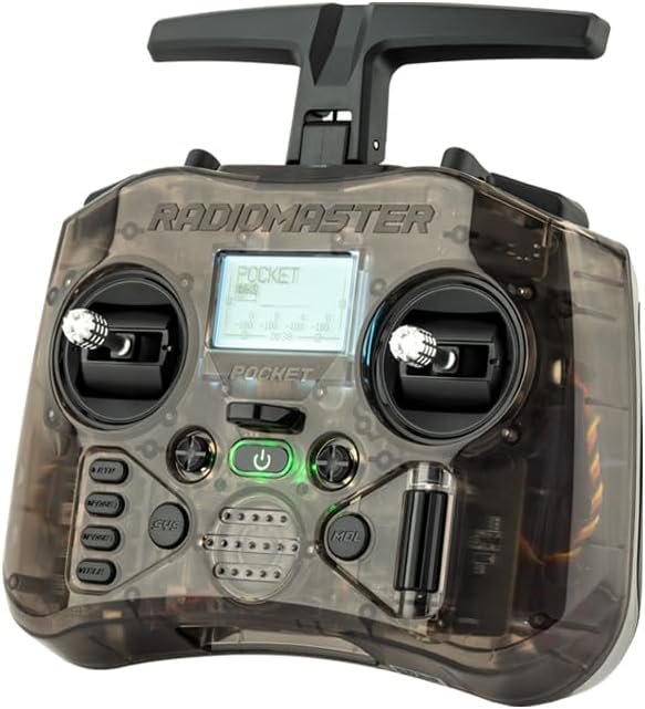 Radiomaster Pocket Hall Gimbal Transmitter Remote Control Portable Lightweight Built in LED Light Foldable Antenna Mode 2 (CC2500-Charcoal)