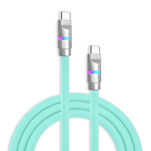 chubbycable Neon Chubby - Fast Charge Cable with Smart Light RGB Color Gradual Light Up 100W Charging Cord LED USB C Cable Compatible with iPhone 17-15 Series, Light Blue, Type-C to Type-C, 3.3 FT
