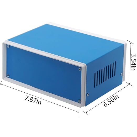 Zulkit Junction Box Blue Metal Project Box DIY Electric Enclosure Case Preventive Case Electrical Box 7.9 x 6.5 x 3.5 inch