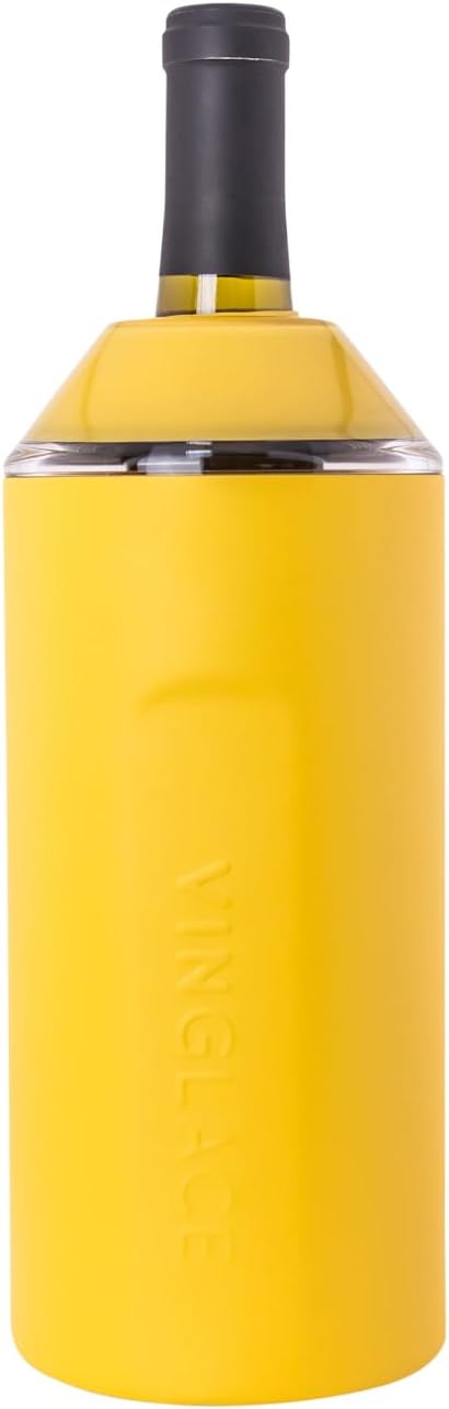 Vinglacé Wine Bottle Chiller- Portable Champagne Insulator- Stainless Steel Wine Cooler Sleeve - Keeps Wine Cold (Sunflower)