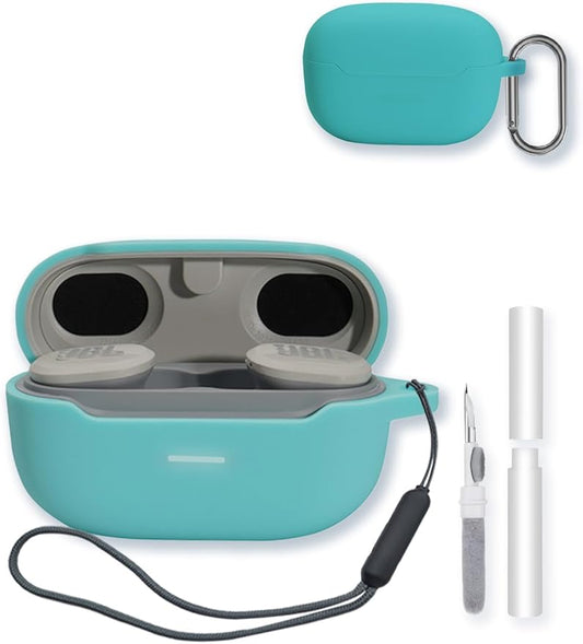 Case for JBL Endurance Race Wireless Earbuds,Soft Protective,Shockproof, BOVUGAC Silicone Case Cover with Keychain & Cleaning Kit & Lanyard-Mint