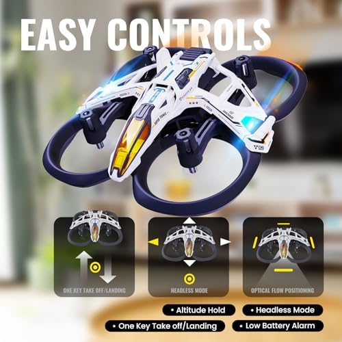 HISINGY MACH 500 Toy Drones for Kids with Replacement Blade Propellers (4 pcs) and High Efficiency Battery Charger,Mini Micro Nano Indoor RC Quadcopter for Age 8-12 10-15 12-14,Kids Drone with LED Lig