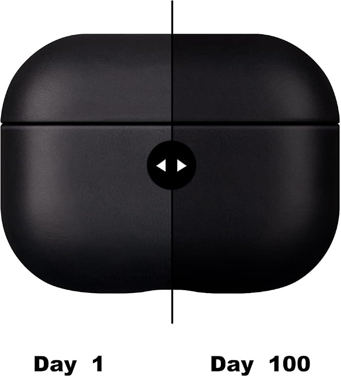 Maogoam for AirPods Pro 2nd Generation Leather Case Cover with Button, Genuine Oil Wax Crazy Horse Cowhide Leather Case for Airpods Pro 2, Indiana-Jones Style, The Front LED Visible, Black