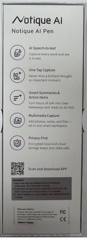 Notique AI Pen | Pocket AI Voice Recorder | Audio Recorder | Discreet Recording Device | AI Summarize & Transcribe for Multi-File & Meeting Timeline | No Monthly Fees