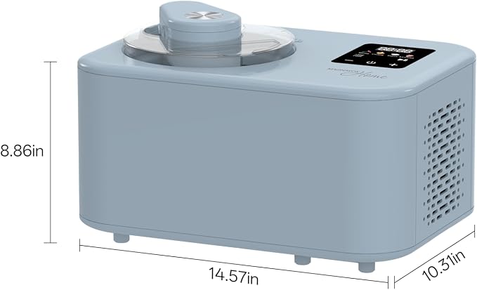 Magnavox Home, 1.2 Qt Electric Ice Cream Maker with Compressor, Touchscreen Ice Cream Machine, Built-In Compressor, Automatic Sorbet, FroYo, Italian Ice Maker, No Pre-Freeze