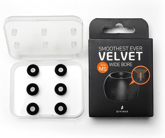 Divinus Velvet Wide Bore Silicone Eartips for 4-6mm Nozzle, Replaceable IEM Earbud Tips with Enhanced Sound Quality and Comfort (MS(3 Pairs))