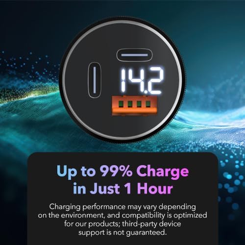 OLG 100W Car Charger – 3 Port Cargador para Carro (LED Display, 12V/24V Compatible) – Cigarette Lighter USB Fast Charge Adapter for iPhone, Android, Type V