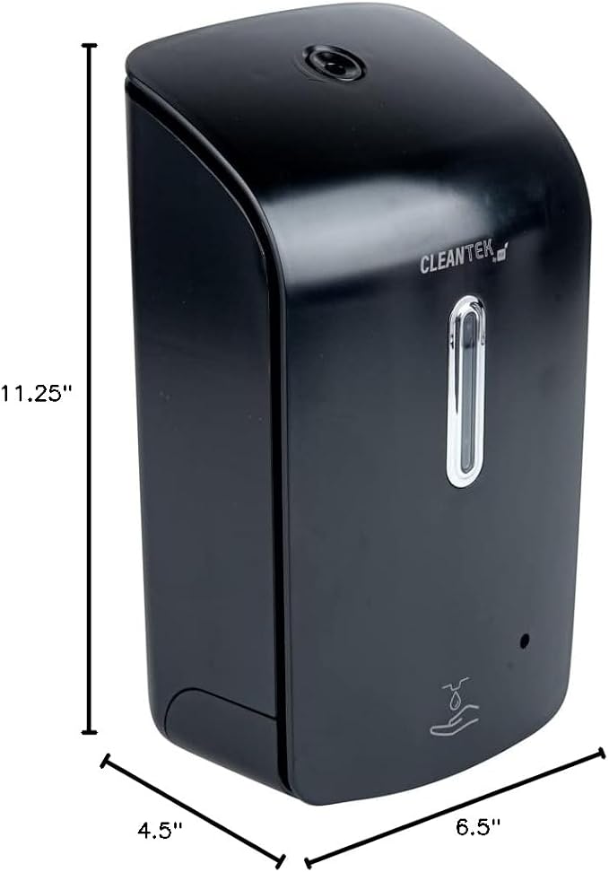 Restaurantware Clean Tek Professional 33.4 Ounce Automated Soap Dispenser 1 Touchless Wall-Mountable Soap Dispenser - Security Key Black Plastic Soap Dispenser Transparent For Liquid Soap