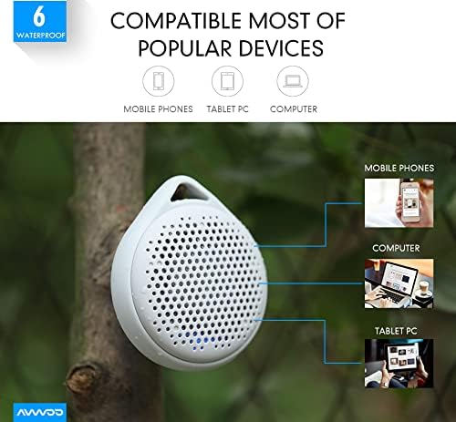 Shower Speaker IP67 Waterproof Bluetooth Speaker, Portable Bluetooth Speaker with Enhanced Bass and Built-in Mic, Mini Bluetooth Speaker with Compact Size for Home Outdoor Travel (White)