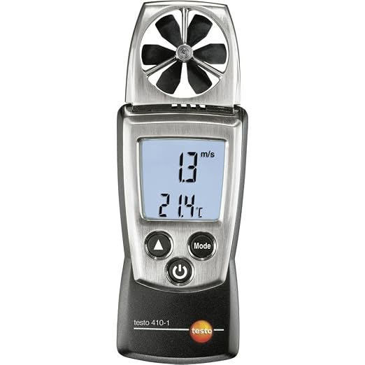Testo - 0560 4101 410-1 Digital Pocket Vane Anemometer, 0.4 to 20 m/s Velocity, -10 to +50°C Temperature