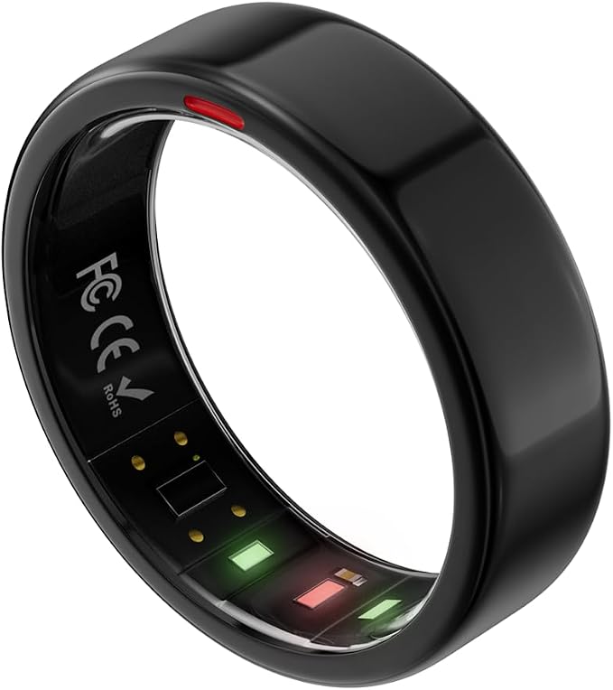POBOVi Gen 2 Titanium Smart Ring for Women & Men, Sleep & Heart Rate Tracker, No Subscription, Size Before You Buy (Polished Black, 8)