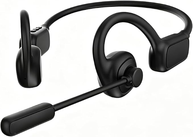AYI Air Conduction Open Ear Headphones with 270° Rotating External Microphone Bluetooth Headset Smart ENC Call Noise Canceling Dual Device Pairing Ergonomic Fit for Office Driving Sports-Black