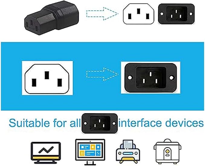 (10Packs C14 to C13 Adapter, Connects Computers, Servers, Printers, Monitors and More