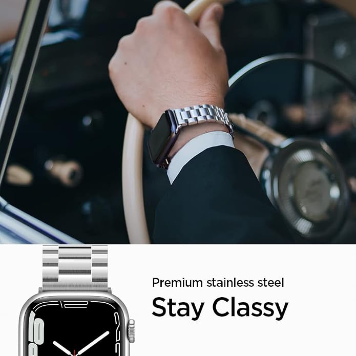 Spigen for Apple Watch Band, Modern Fit Compatile with Ultra 3/2/1 49mm, Series 11/10 46mm, 9/8/7 45mm, SE3/SE2/SE/6/5/4 44mm, 3/2/1 42mm Premium Business Wristband Strap