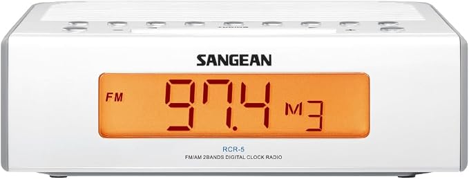 Sangean RCR-5 Digital AM/FM Clock Radio, White