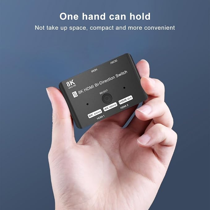 HDMI 2.1 Bi-Directional Switch Ultra HD 8K HDMI Switcher 2 in 1 Out/ 1 in 2 Out HDMI Switch Supports 8K@60Hz/ 4K@120Hz 48Gbps Compatible with Switch/Switch OLED PS5/4 Xbox Roku Apple TV Fire TV Stick