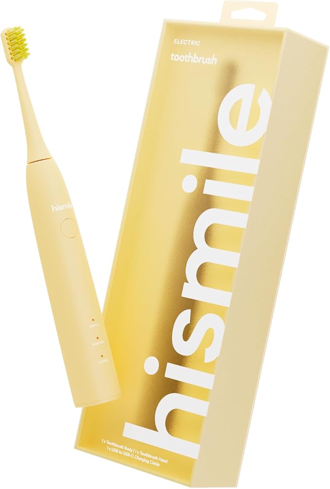 HISMILE Electric Toothbrush, 3 Brushing Modes, Smart Timer, Rechargeable Electric Tooth Brush for Adults and Children, Soft-Tapered Bristles, Mode Memory (Yellow)
