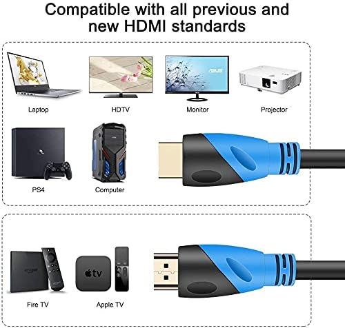 8K HDMI Cable 5FT 2Pack (HDMI 2.1,48Gbps) Ultra High Speed Gold Plated Connectors,Ethernet HDMI Cord, 8K@60HZ 4K@120HZ 2K 1080P 3D ARC Compatible with UHD TV Monitor Laptop Xbox PS4/PS5 ect