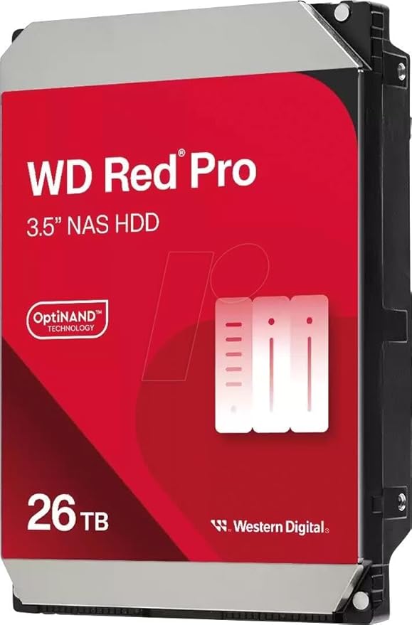 Western Digital 26TB WD Red Pro NAS Internal Hard Drive HDD - 7200 RPM, SATA 6 Gb/s, CMR, 512 MB Cache, 3.5" - WD260KFGX