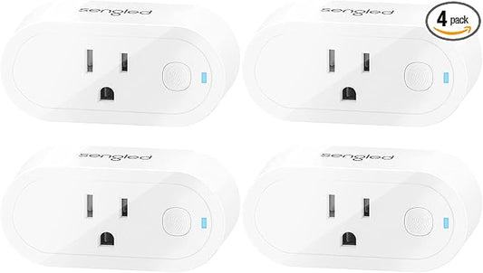 Sengled Smart Plug, S1 Auto Pairing with Alexa Devices, Energy Monitoring, Smart Outlet Remote Control, 15A Smart Socket, 1800W, Timer & Schedule, Bluetooth Mesh Smart Home, Hub Required, 4-Pack