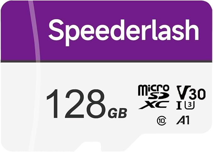 Micro SDXC Memory Card 128GB-Speederlash Camera Plus TF Card with Adapter, U3, V30, Up to 95MB/s Read Speed, 4K UHD&5K Video Support, A1 Rated, Waterproof, for Security Camera, Dashcam,Drone