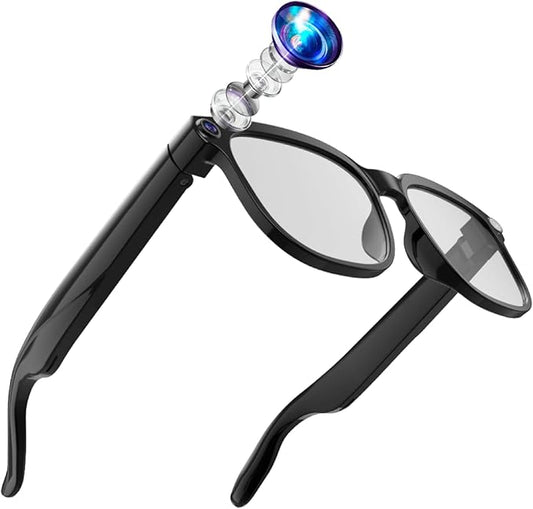 32GB AI Smart Glasses 4K HD Camera, 290mAh Battery, 8MP Anti-Shake Camera Glasses, Support Video Recording, Real-time Translation/GPT Lens Recognition, Photochromic Lens (Black)