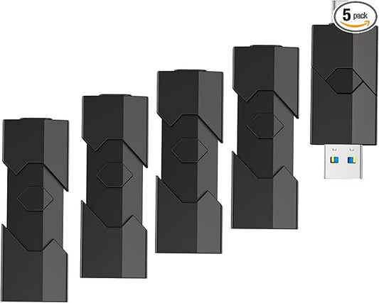 RAOYI 5 Pack 64GB USB C Flash Drive 2 in 1 Type C + USB 3.0 Flash Drive Dual OTG Retractable Type-C Thumb Drive Memory Stick for iPhone 17/16/15 iPad Pro Android Smartphone Tablet PC (Black)