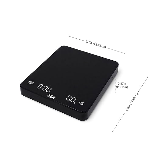 CDN Coffee Scale & Timer - Easy-to-Read Backlit Display, 6.5 lb (SDC0602)