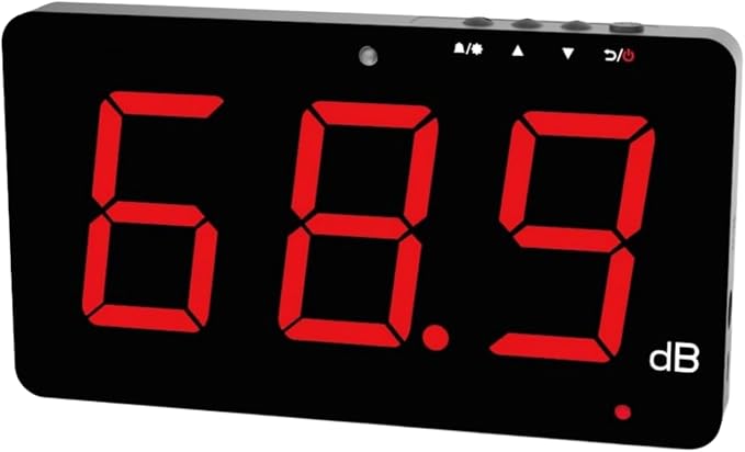SW-525A Sound Level Meter Tester 30-130db Large Screen Red LCD Display Wall Hanging Type Decibel Noise Measuring with Alarm (Sound Level Meter)