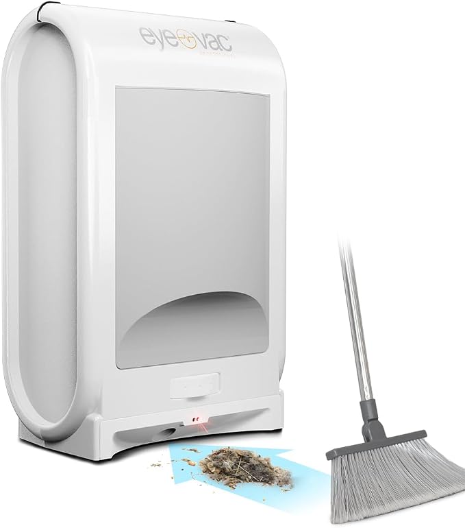 EyeVac Pro Touchless Vacuum Automatic Dustpan - Ultra Fast & Powerful - Great for Sweeping Salon Pet Hair Food Dirt Kitchen, Corded Canister Vacuum, Bagless, Automatic Sensors, 1400 Watt (White)