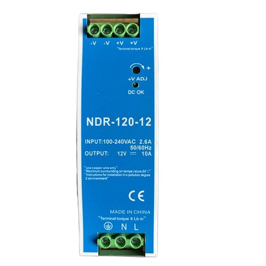 12VDC DIN Rail Power Supply NDR120-12 120W 12V 10A with Dual Output 120VAC to 12VDC