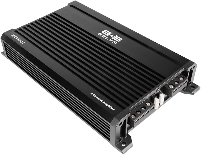 Belva BXA5002 500W Peak BX-Series 2-Ohm Stable Class-A/B 2-Channel Car Audio MOSFET Amplifier with Remote Subwoofer Level Control