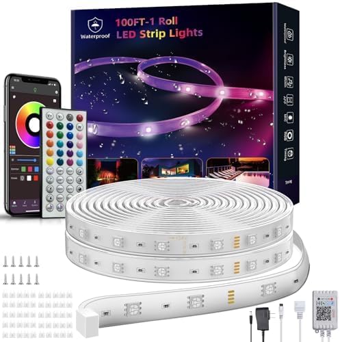 Ledagic 200ft Outdoor Led Strip Lights Waterproof, Ip68 Outside Led Light Strip Waterproof with Remote and App Control, Exterior Led Rope Lights Music Syne RGB Strip Lights for House Decor(2 * 100ft)