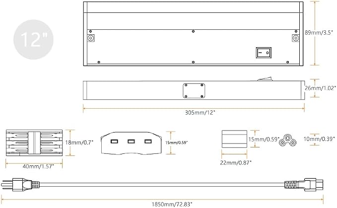 Smart Under Cabinet Lighting Hardwired Plug-in, Alexa & Google Compatible, Dimmable LED Under Cabinet Lights for Kitchen,18 Inch Under Counter Lights with App, Remote, 2700K-6500K Adjustable CCT