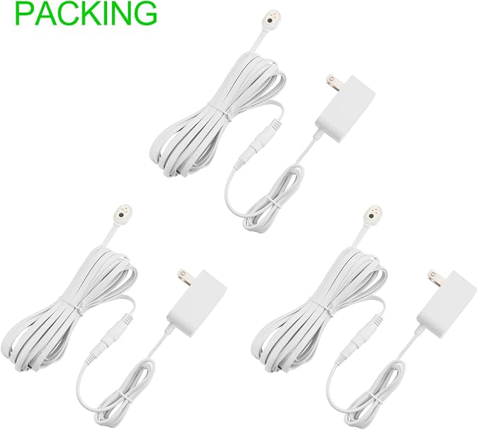 Uogw 25FT Magnetic Charging Cable for Arlo Pro 5S 2K/Arlo Pro 4/Arlo Ultra 2/Arlo Pro3/Arlo Ultra/Go 2 Camera,Power Adapter and Power Cable,Weatherproof Outdoor - 3Pack (White)