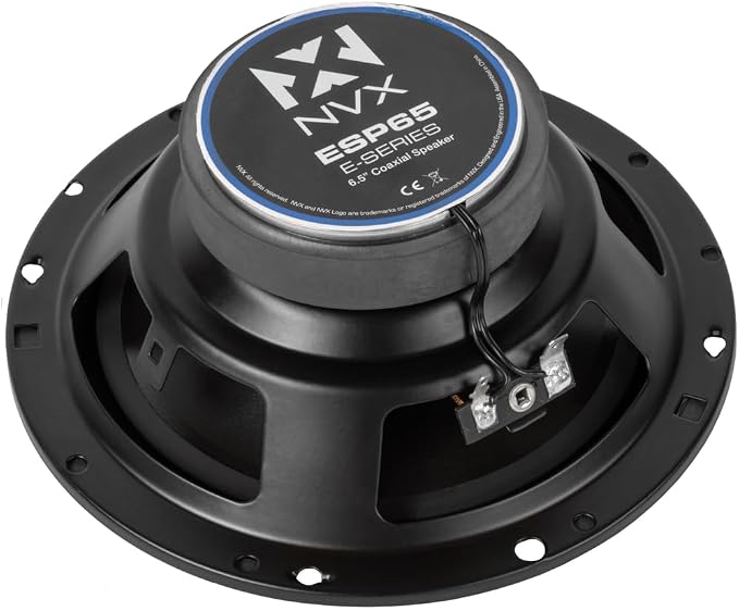 NVX® ESP65 6.5" E-Series 2-Way Coaxial Car Speakers, 360W Peak (120W RMS), 13mm PEI Dome Tweeters, Polypropylene Cone, Rubber Surround, 4 Ohm, Easy Installation for Cars/Trucks (Pair)