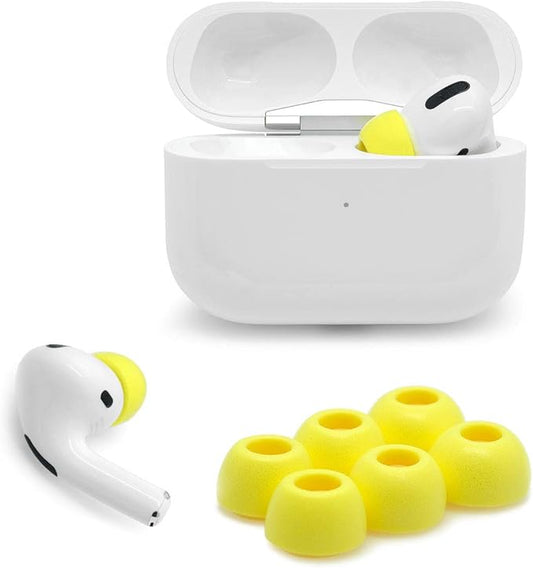 Eartune Fidelity UF-A Premium Memory Foam Tips for AirPods Pro (1st Gen & 2nd Gen) - Fits in Charging Case, Stays in Ears, Max Comfort, Superb Sound Isolation, and Built-in Waxguard - Medium [Yellow]