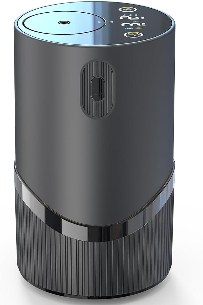 Waterless Essential Oil Diffuser -Aroma Diffuser, Portable Smart Scent Air Machine 1/2/3 & Continuous Mist, Anti-TIPP, Timer Setting and Auto-Off Function, (Black